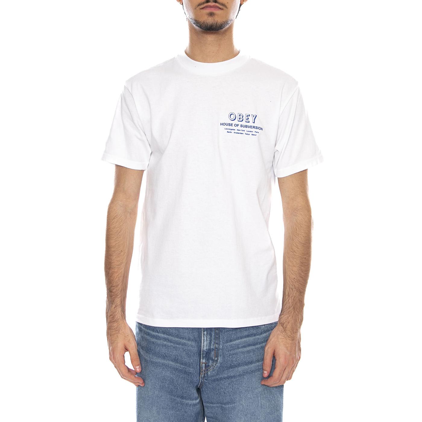 OBEY House Of Subversion White - Maglietta Girocollo Uomo Bianca 165264195 WHT OBEY 