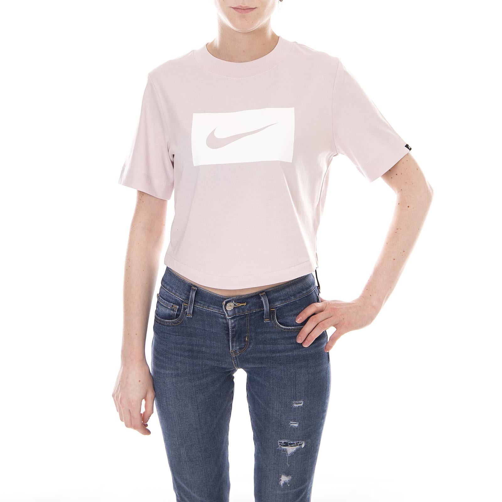 W NSW TOP SS CROP SWSH BARELY ROSE/WHITE 105521_4  NIKE 