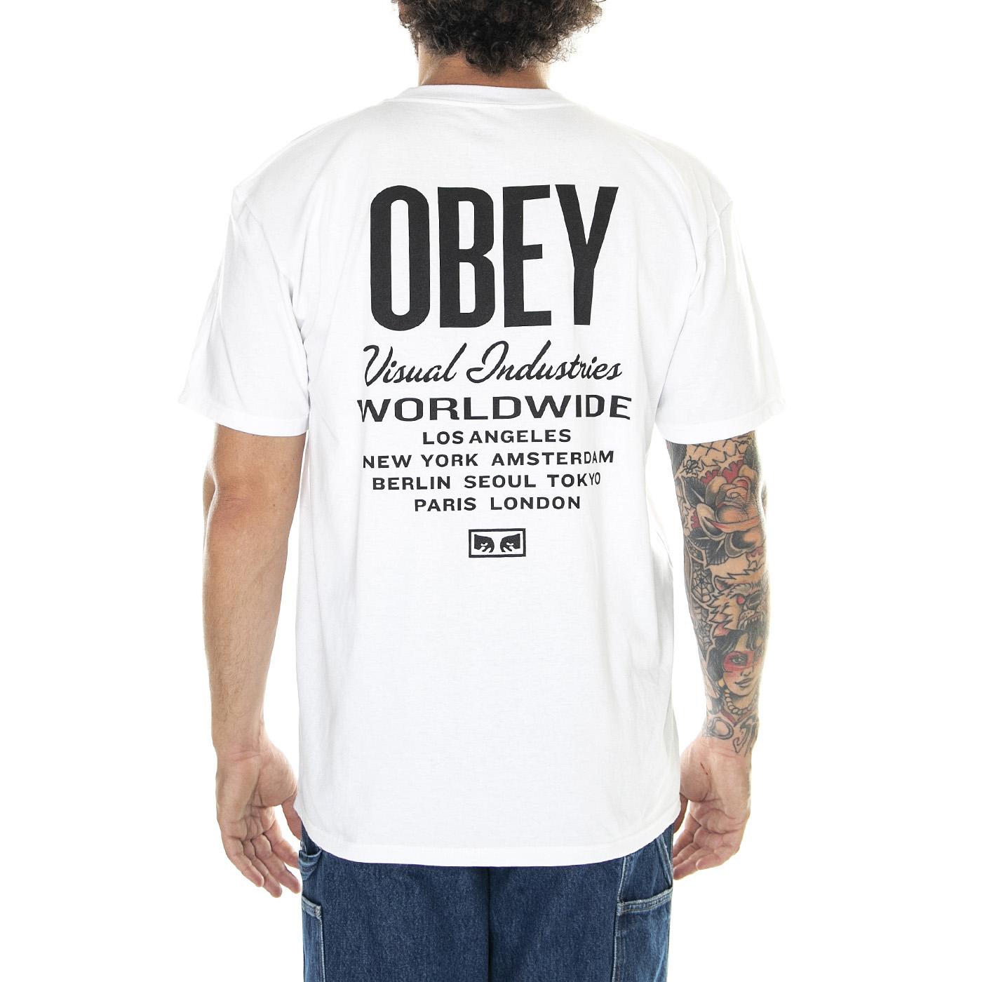Obey Visual Ind. Worldwide Classic Tee White - Maglietta Girocollo Uomo Bianca 165263541-WHT  OBEY 