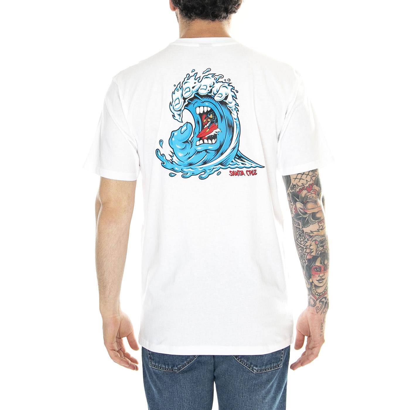 Screaming Wave White - Maglietta Girocollo Uomo Bianca SCA-TEE-10629  SANTA CRUZ 