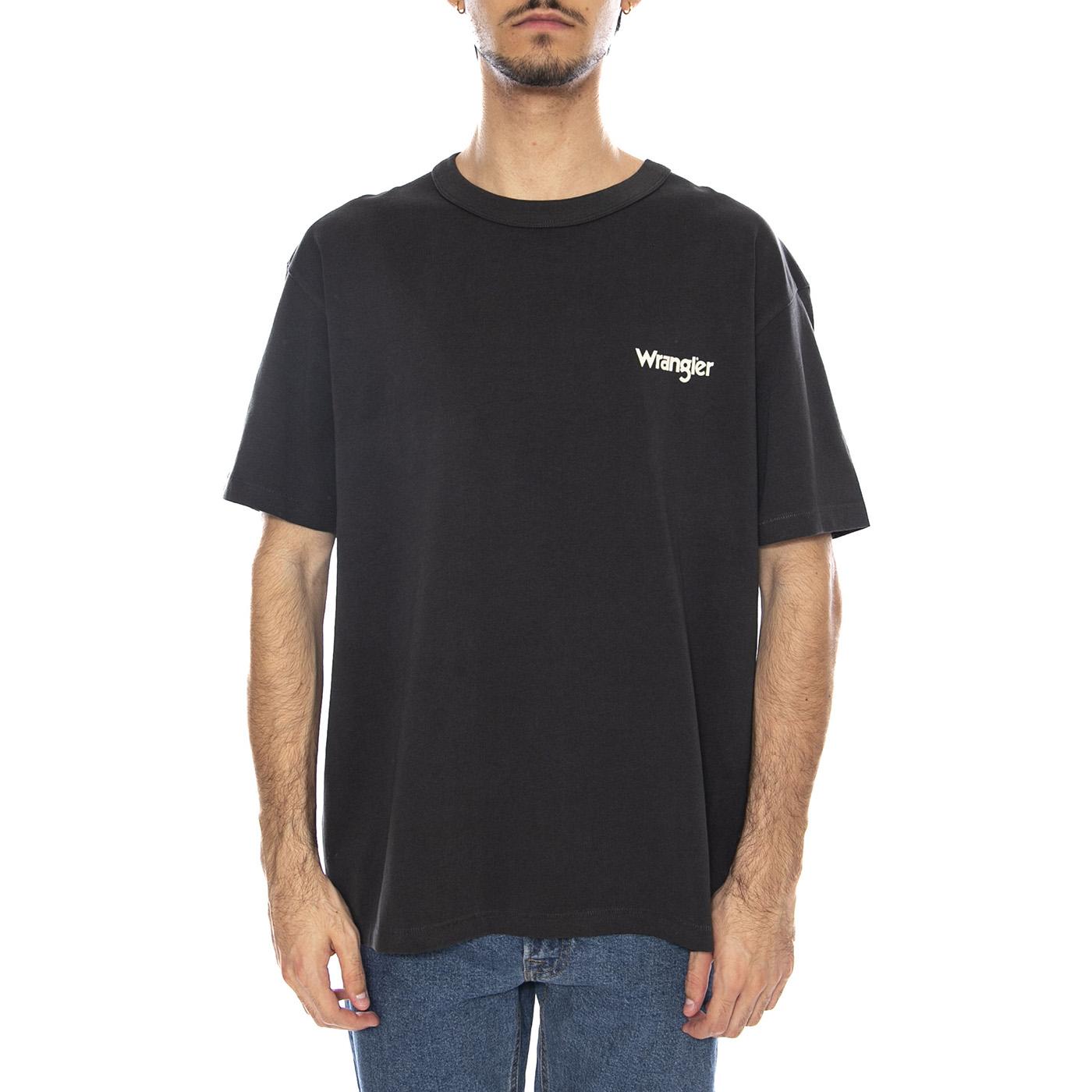 CJ Graphic Tee Faded Black - Maglietta Girocollo Uomo Nera 112371493  WRANGLER 