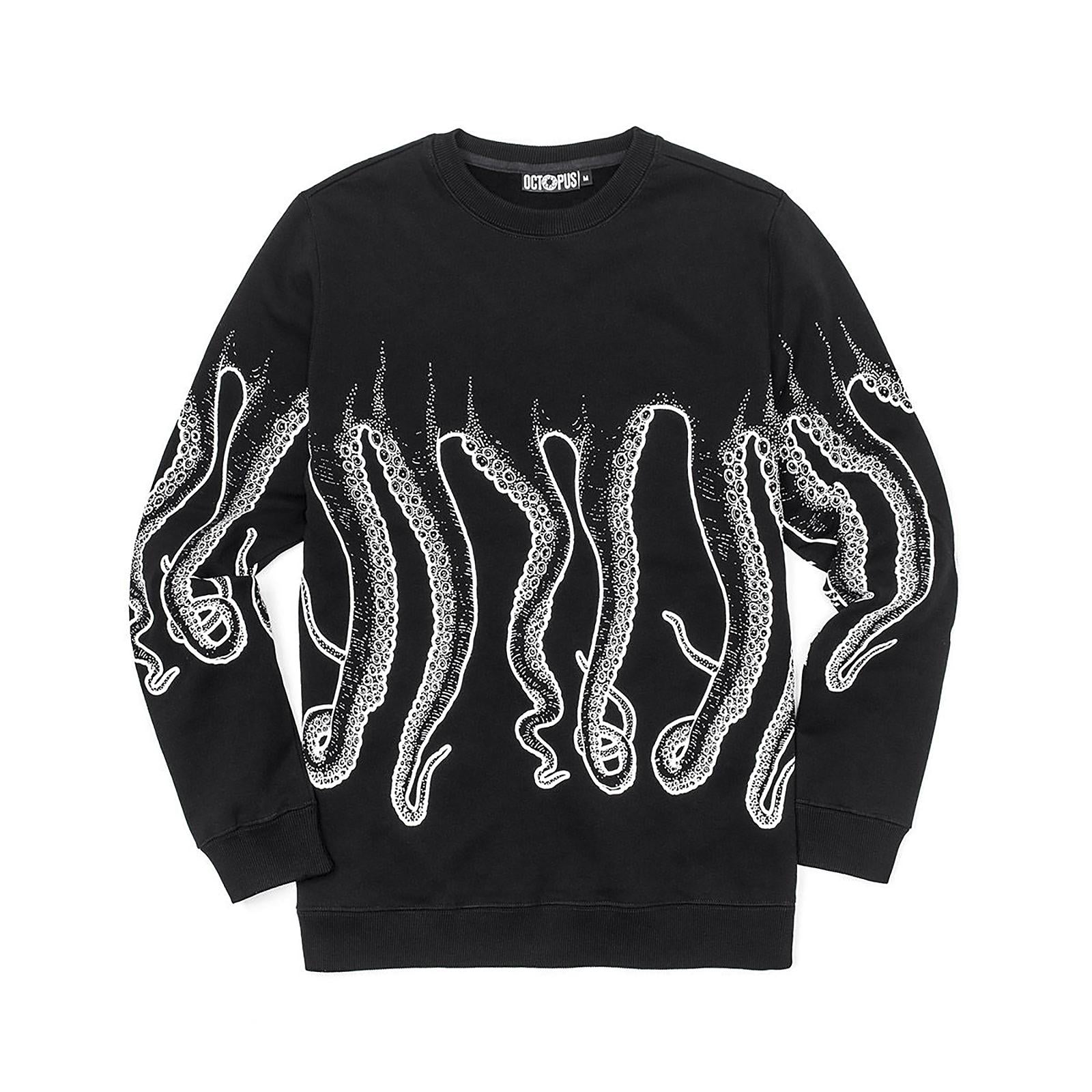 OCTOPUS OUTLINE CREWNECK WHITE BLACK 18SOSC03-WHITE-BLACK  OCTOPUS 