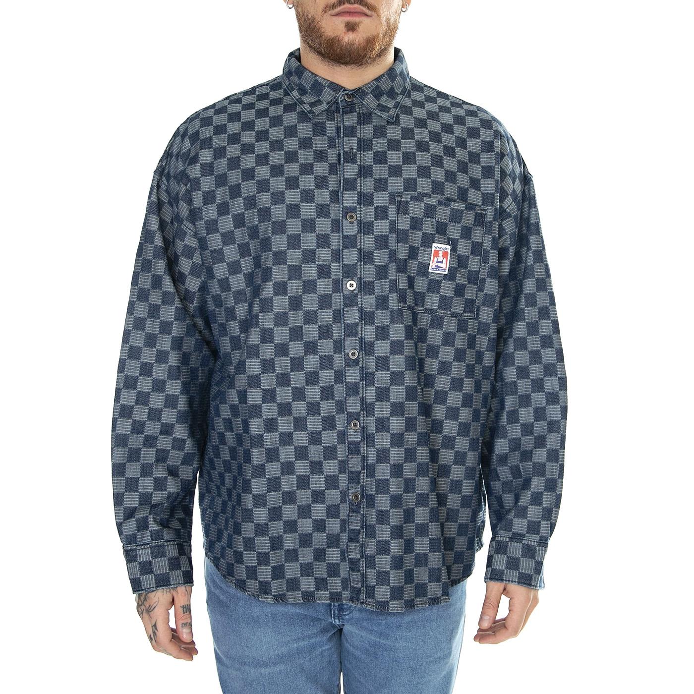 Overshirt Dark Indigo Shirt - Camicia Uomo Blu / Multicolore W5511HX1E  WRANGLER 