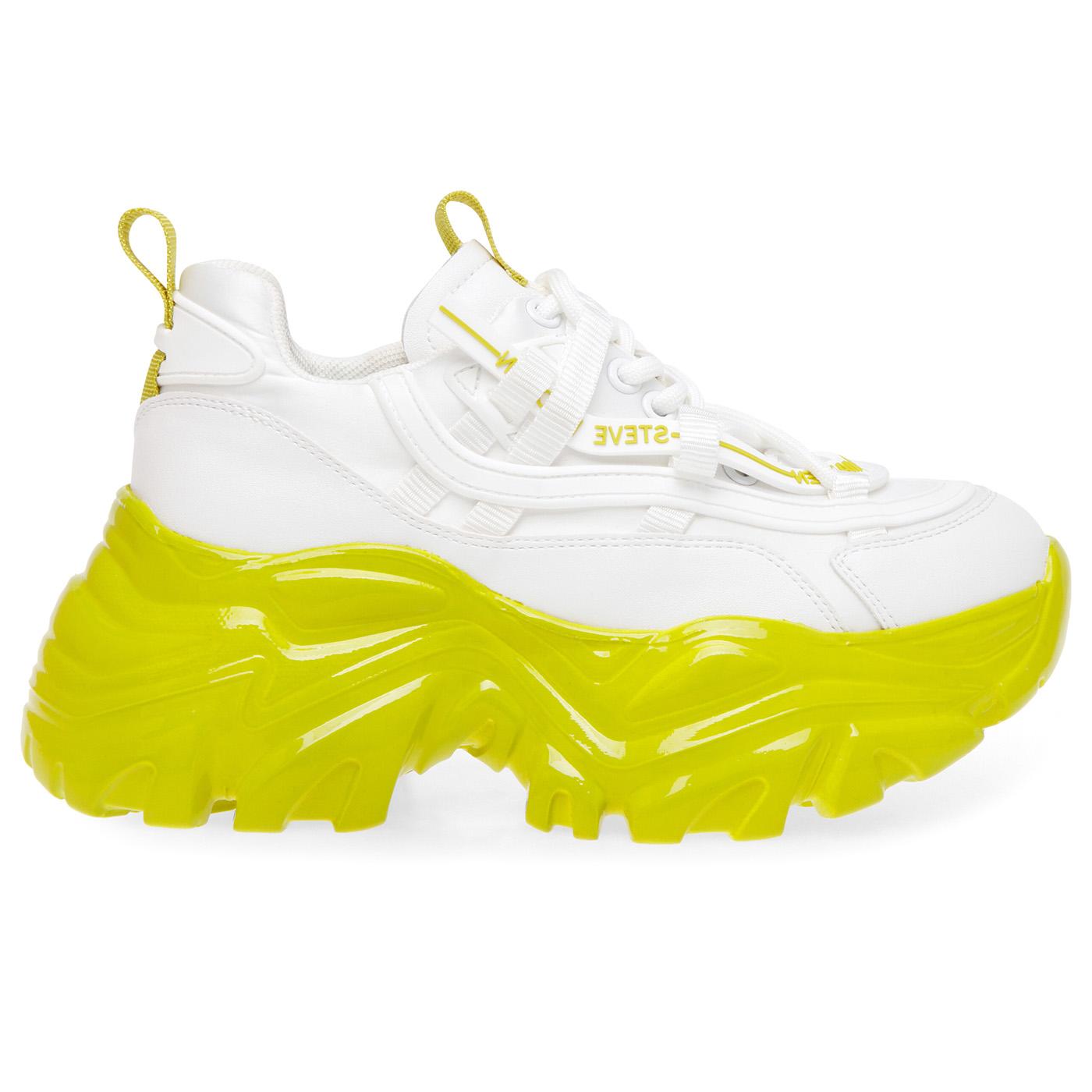 Recoupe White / Lime - Scarpe Stringate Profilo Basso Donna Bianche SMPRECOUPE-WHT  STEVE MADDEN 