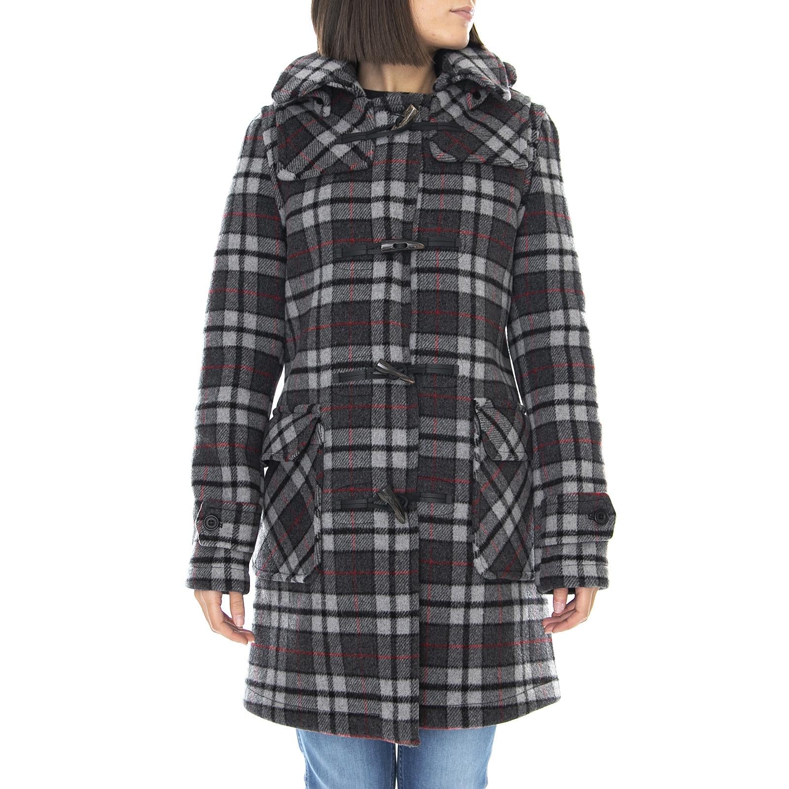 Wm London Duffle Coat Check Grey MECM053-BLK-TRT  ORIGINAL MONTGOMERY 