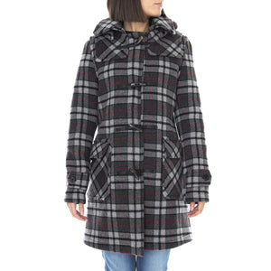 Wm London Duffle Coat Check Grey MECM053-BLK-TRT  ORIGINAL MONTGOMERY 