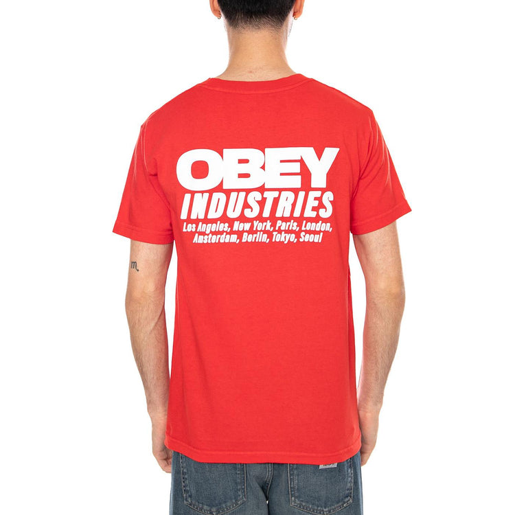 OBEY INDUSTRIES TEE PIGMENT FIERY RED - Maglietta Girocollo Uomo Rossa 167924336 FYR OBEY 