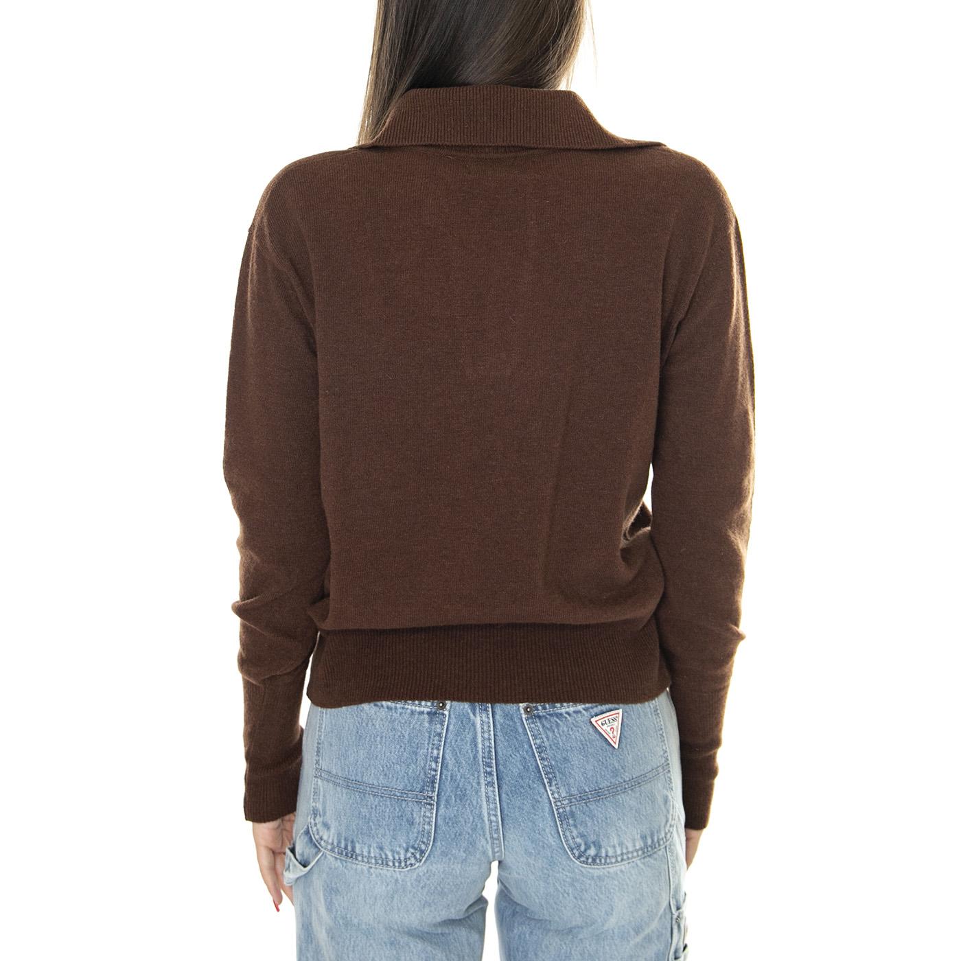 Brown Trash Sheena Knitted Sweater - Cardigan Donna Marrone WKN00170  THINKING 