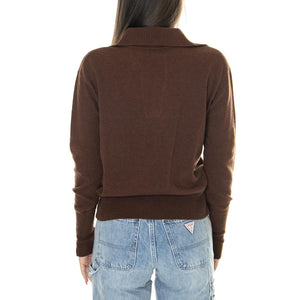 Brown Trash Sheena Knitted Sweater - Cardigan Donna Marrone WKN00170  THINKING 