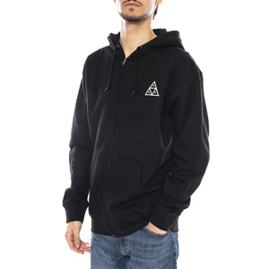 HUF Set TT F/Z Hoodie -- Felpa con Cappuccio Uomo Nera PF00697 BLK HUF 