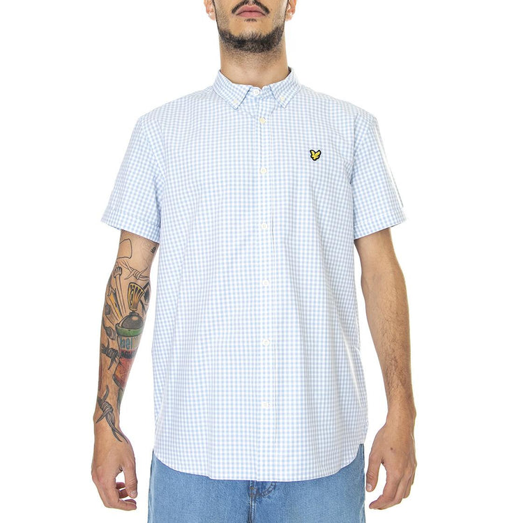 Gingham - Camicia Maniche Corte Uomo Blu / Light Blue/ White SW1201VOG-W490  LYLE & SCOTT 