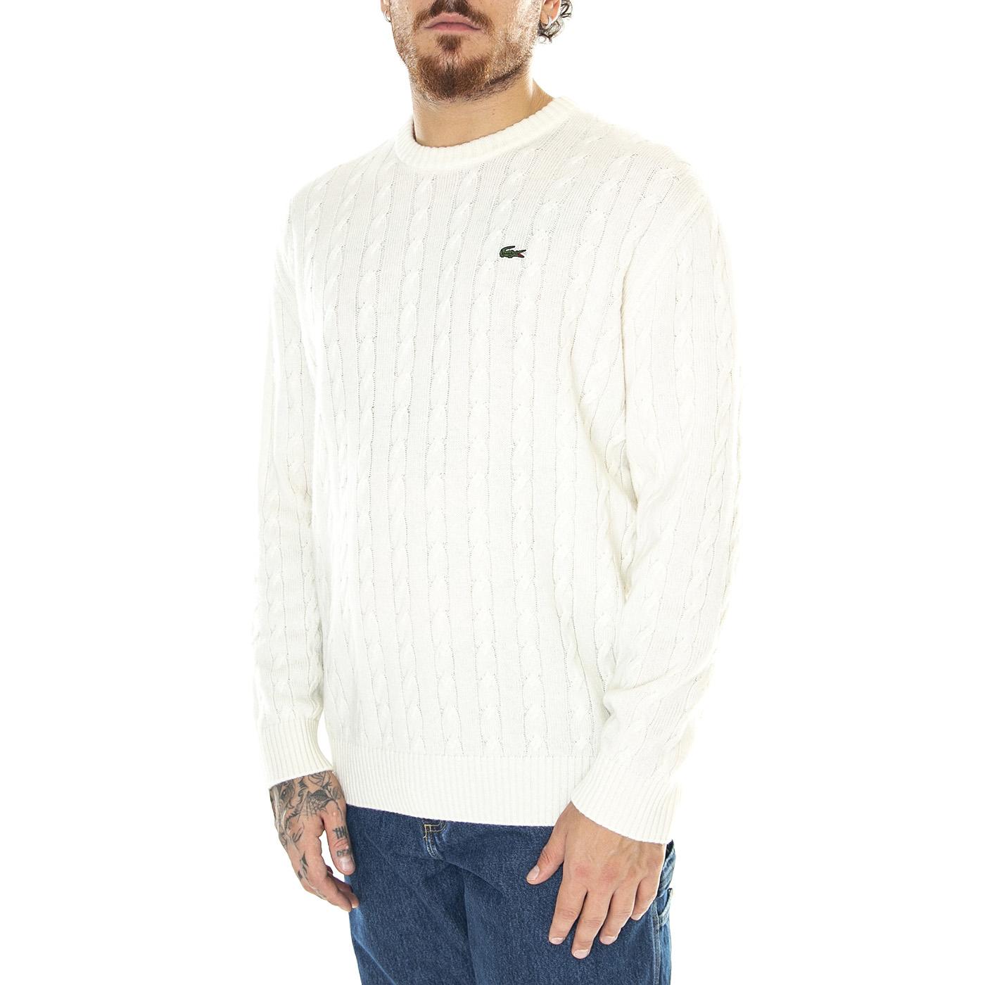 Pullover AH8566-XFJ White - Maglione Girocollo Uomo Bianco AH8566-XFJ  LACOSTE 