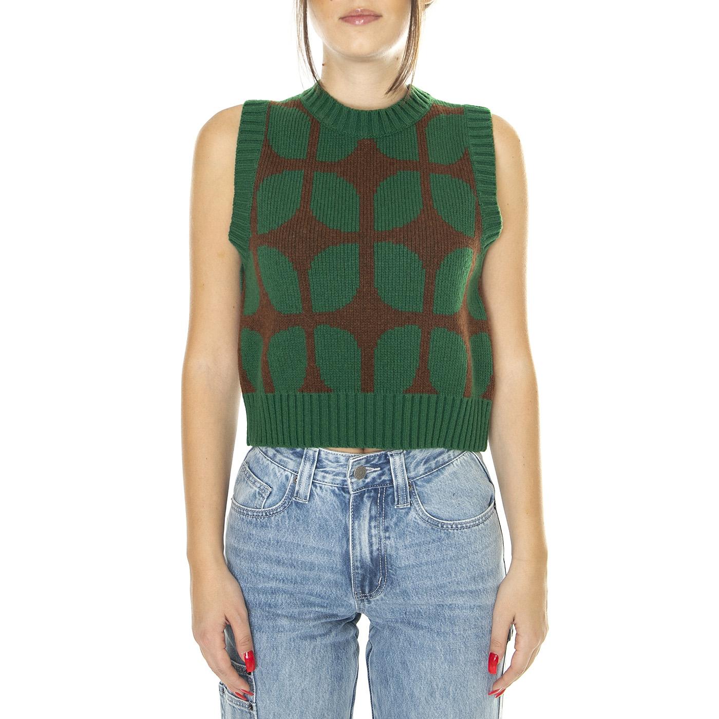 Wallpaper Brown Tea Knitted Vest - Gilet Donna Verde WKN00162  THINKING 