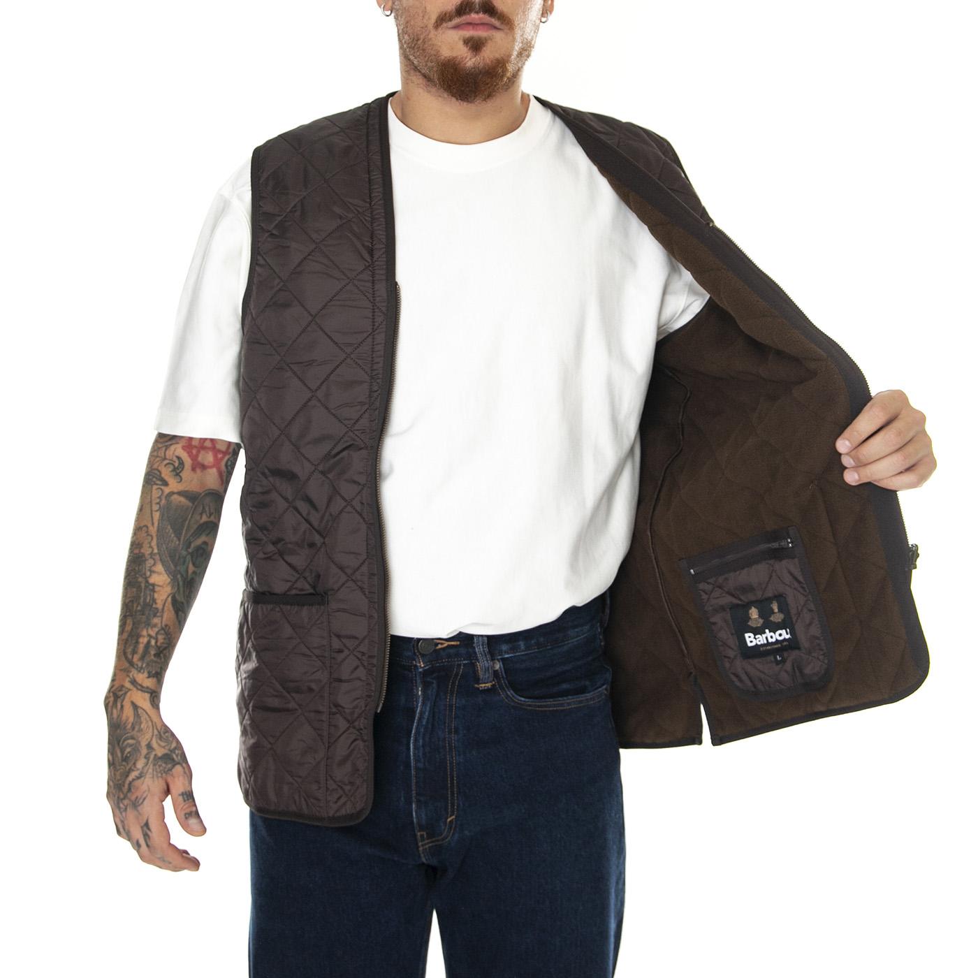 M' Polarquilt Waistcoat Zip Liner Dark Brown - Giacca Invernale Smanicata Uomo Marrone MLI0002-BR71-FW23 . BARBOUR 