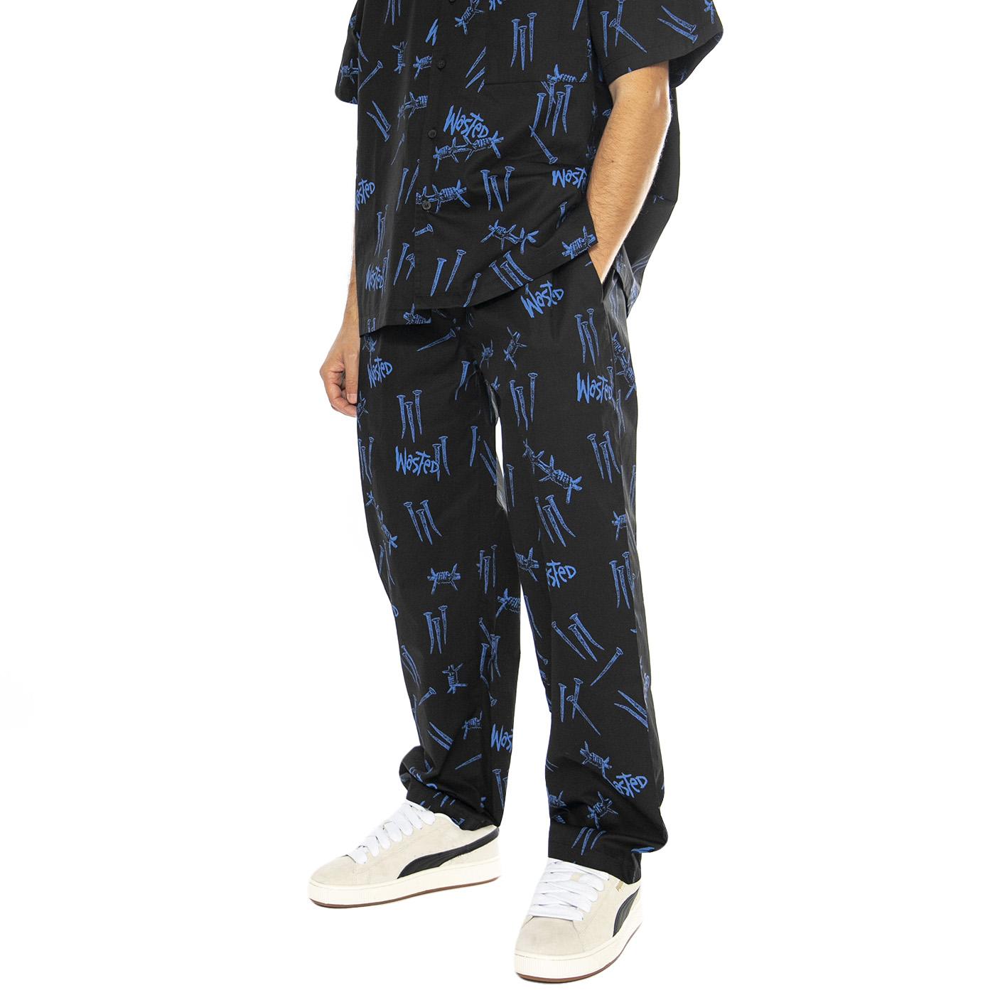 Jay Pant Over Blind Black / Ultra Blue - Pantaloni Uomo Neri JAY PANT OVER BLIND - BLACK/ULTRA BLUE  WASTED PARIS 