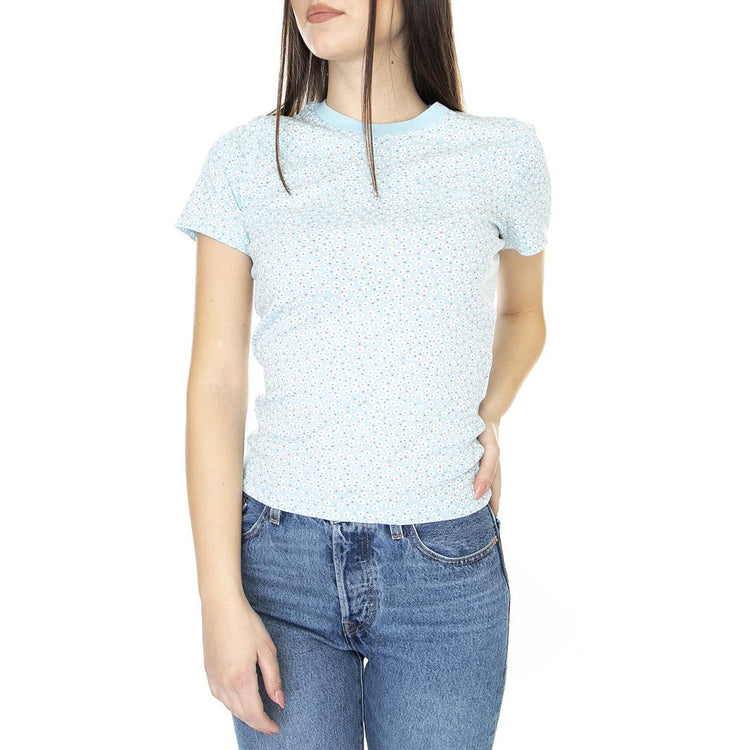 SS Rib Baby Tee PT0589_WT_H123 Porcelain Blue - Maglietta Girocollo Donna Blu 37697-0056  LEVIS 