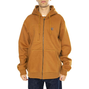 Builders Fleece FZ Hood Golden Brown - Felpa con Cappuccio Uomo Marrone 22517-GLDBN  BRIXTON 