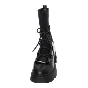 Womens Hierarchy Black Lace-Up Boots SMSHIERARCHY-BLK  STEVE MADDEN 