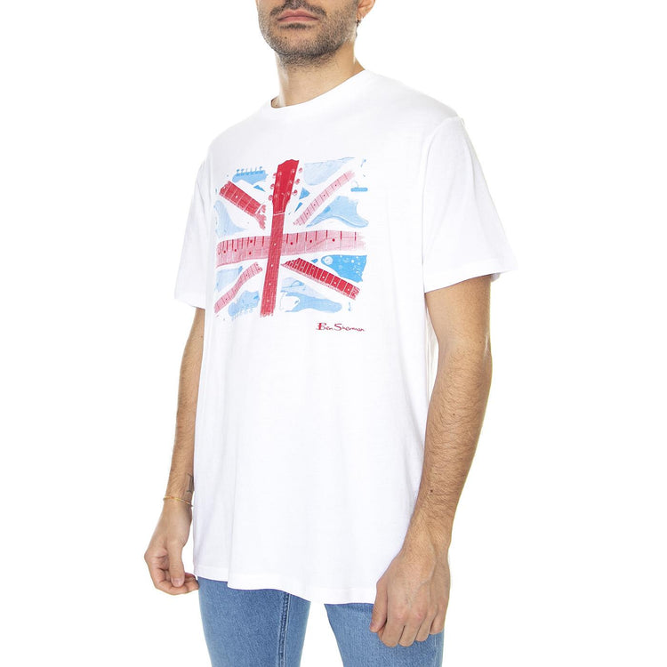 Smashed Guitar Union Jack Tee White - Maglietta Girocollo Uomo Bianca 61652-010  BEN SHERMAN 