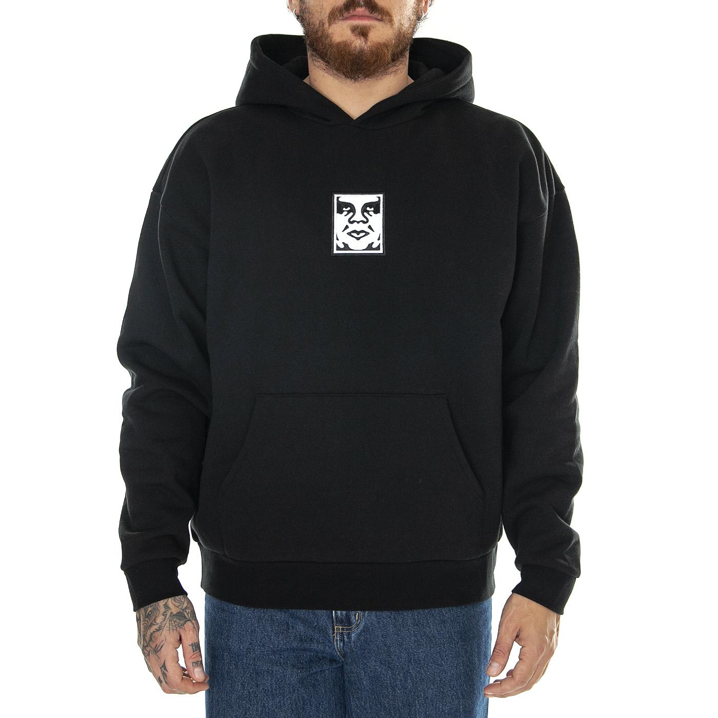 Icon Extra Heavy Hood II Fleece Black - Felpa con Cappuccio Uomo Nera 112470196-BLK  OBEY 
