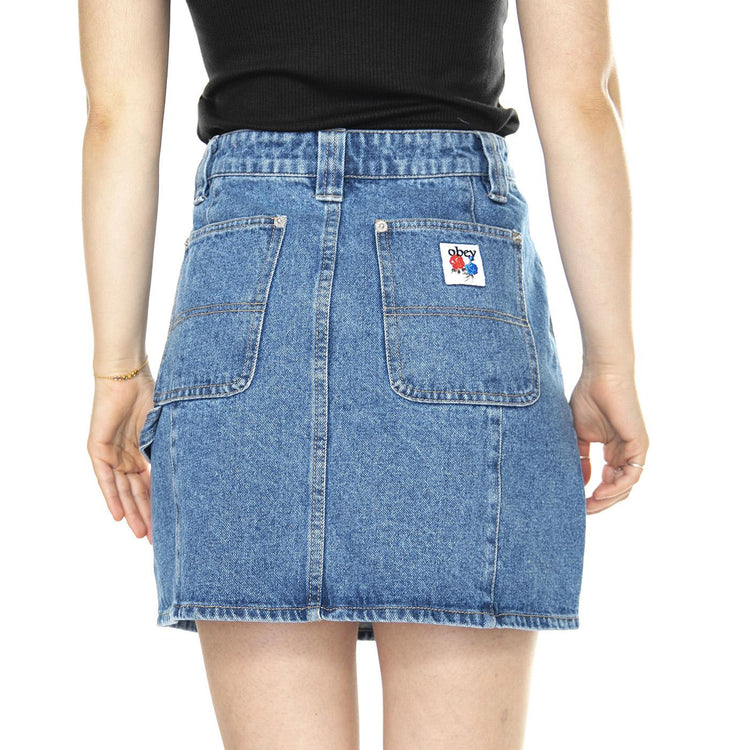 Rebuilt Carpenter Skirt Light Indigo - Gonna Denim Jeans Blu 411550110-LIN  OBEY 