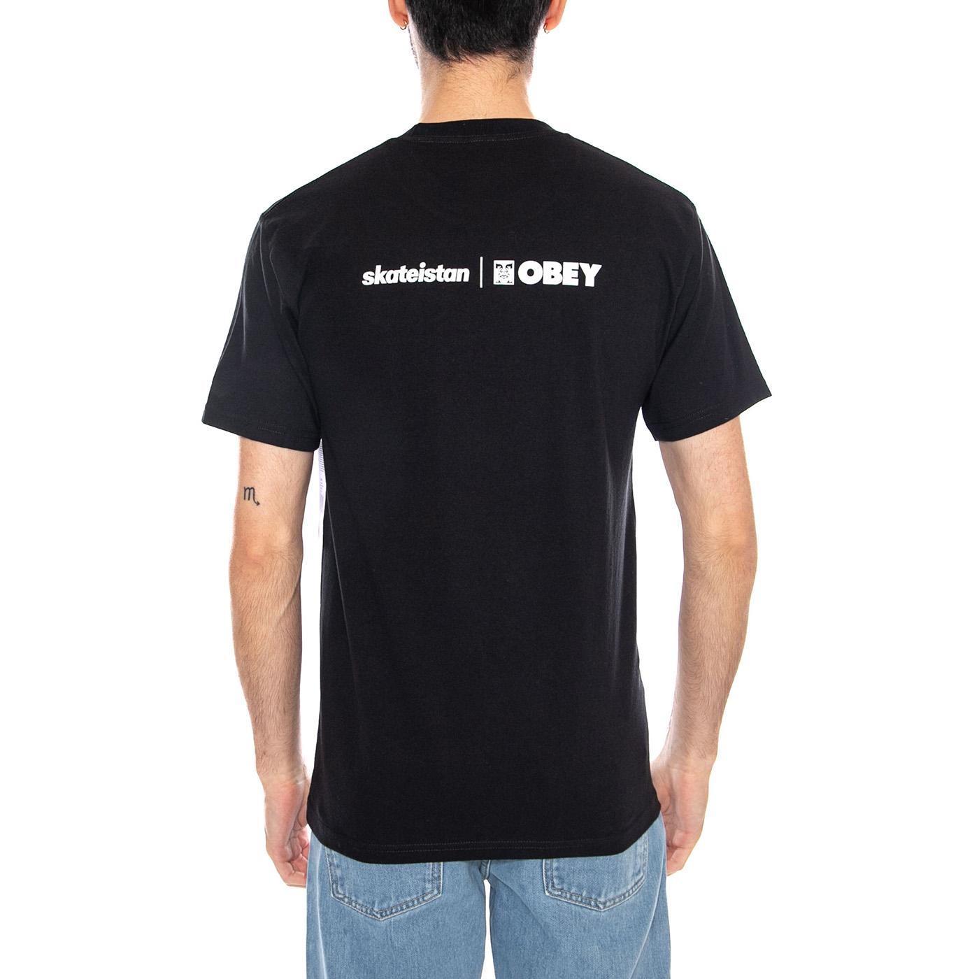 Skateistan / Obey Tee - Maglietta Girocollo Uomo Nera 165264402 BLK OBEY 