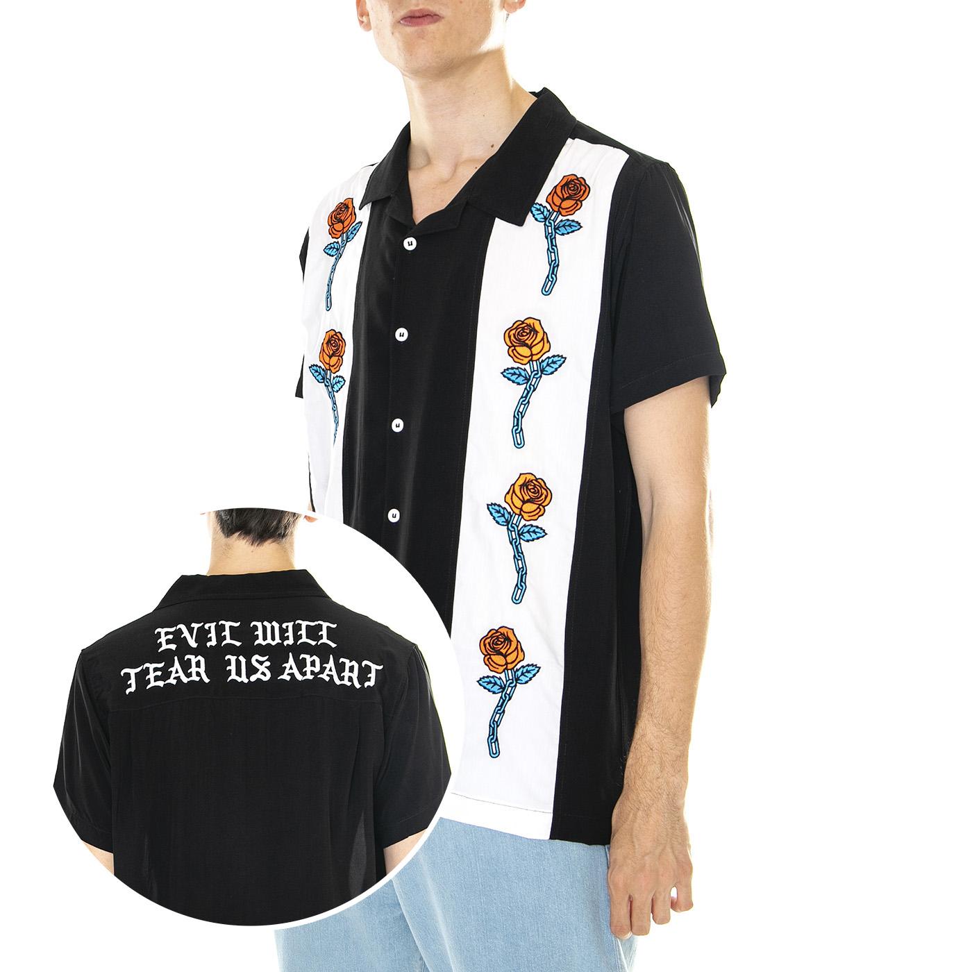 M' Ewtua Shirt Black XXL - Camicia Maniche Corte Uomo Nera / Multicolore SHT0057BLK  DOOMSDAY 