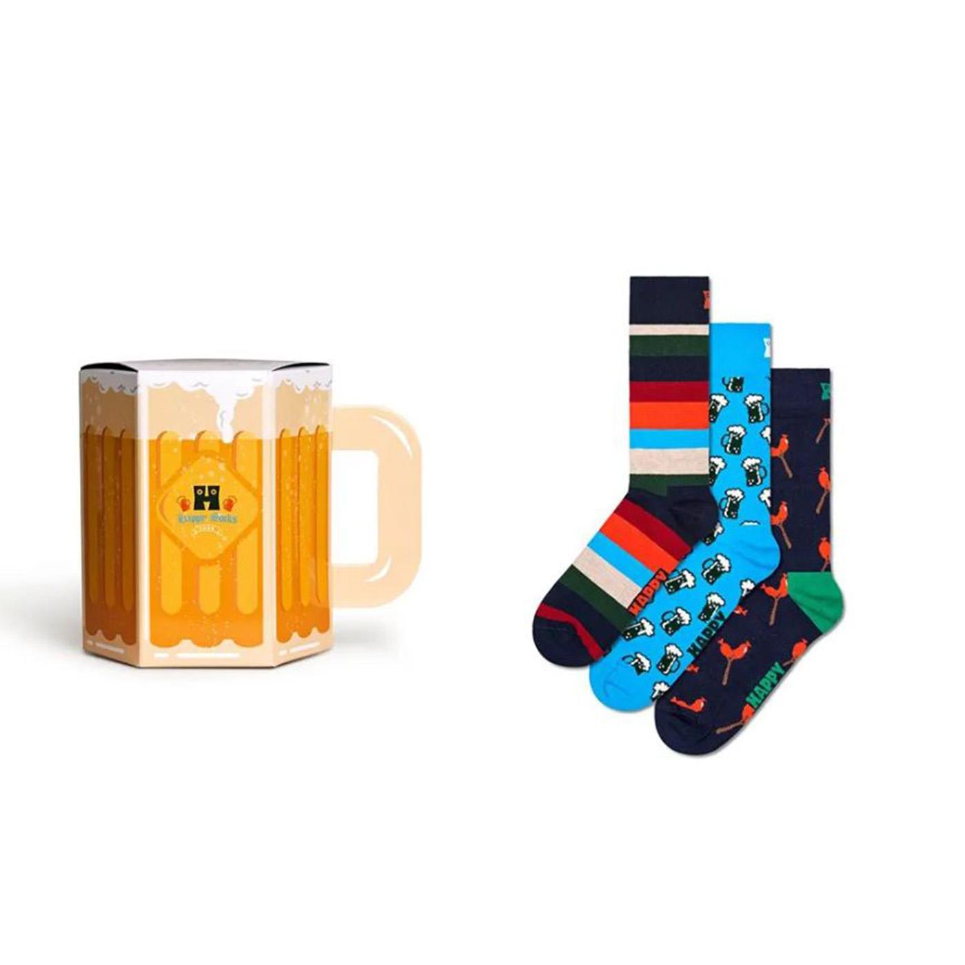 3-Pack Wurst and Beer Socks Gift Set 6500 - Set da Tre Paia di Calzini Multicolore P000312-6500  HAPPY SOCKS 
