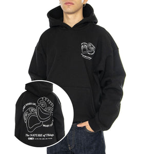 Nature Extra Heavy Hood Fleece Black - Felpa Uomo Nera 112470230-BLACK  OBEY 