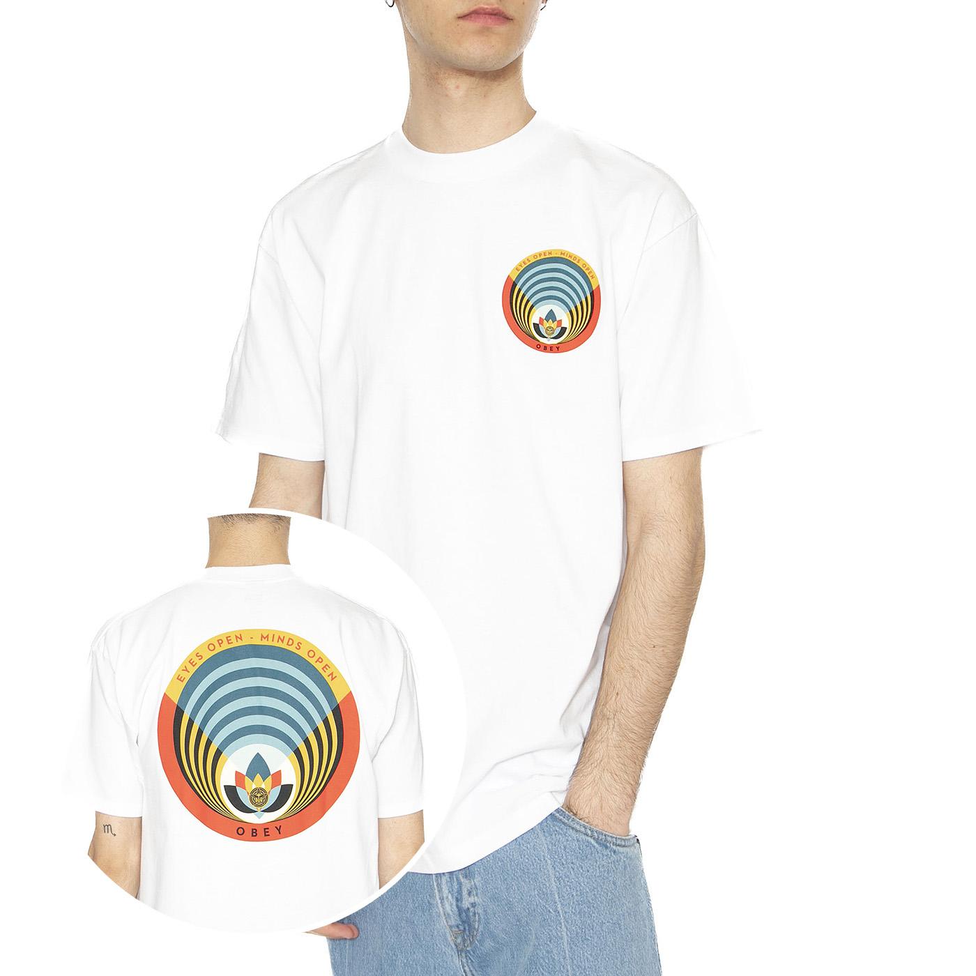 Obey Open Eyes Opens Minds Open Lotus Classic Tee White - Maglietta Girocollo Uomo Bianca 165263793-WHT  OBEY 