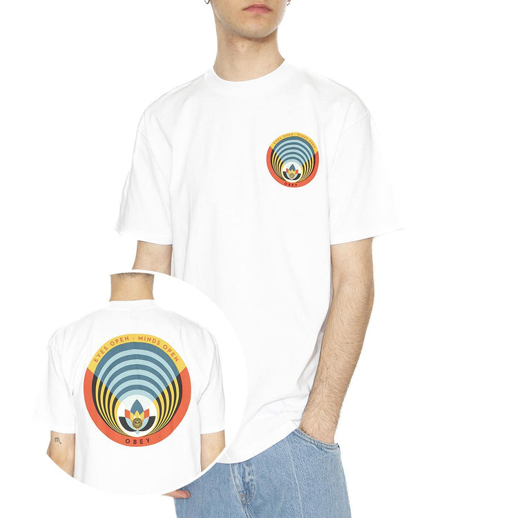 Obey Open Eyes Opens Minds Open Lotus Classic Tee White - Maglietta Girocollo Uomo Bianca 165263793-WHT  OBEY 