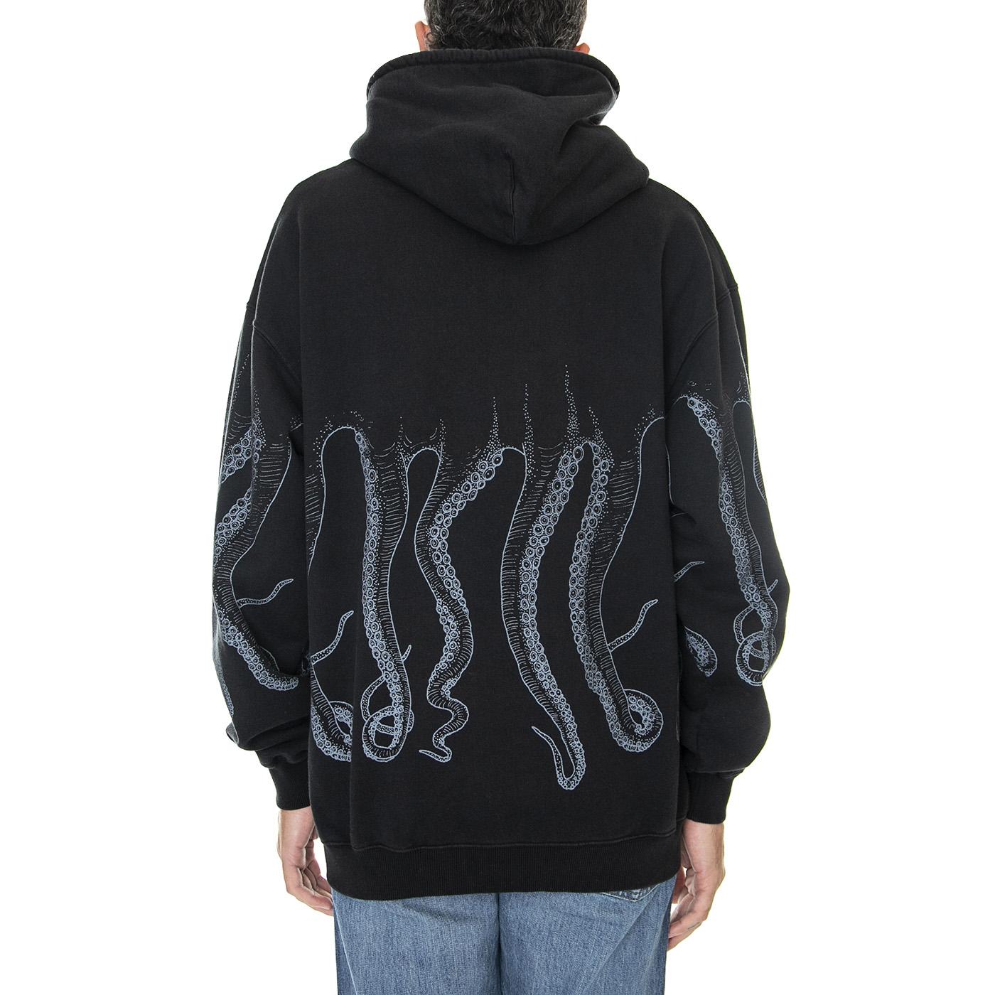 Octopus Dyed Hoodie Black - Felpa con Cappuccio Uomo Nera 22WOSH30-BLACK  OCTOPUS 