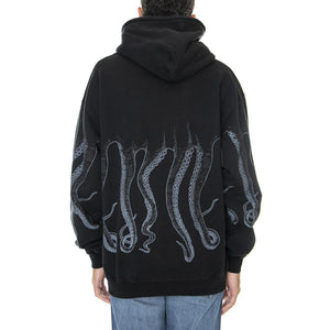 Octopus Dyed Hoodie Black - Felpa con Cappuccio Uomo Nera 22WOSH30-BLACK  OCTOPUS 