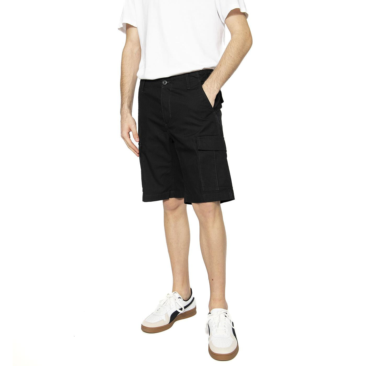 Mens Aviation Shorts - Black Rinsed - Bermuda Cargo Uomo Neri I028245.89.02.00  CARHARTT WIP 