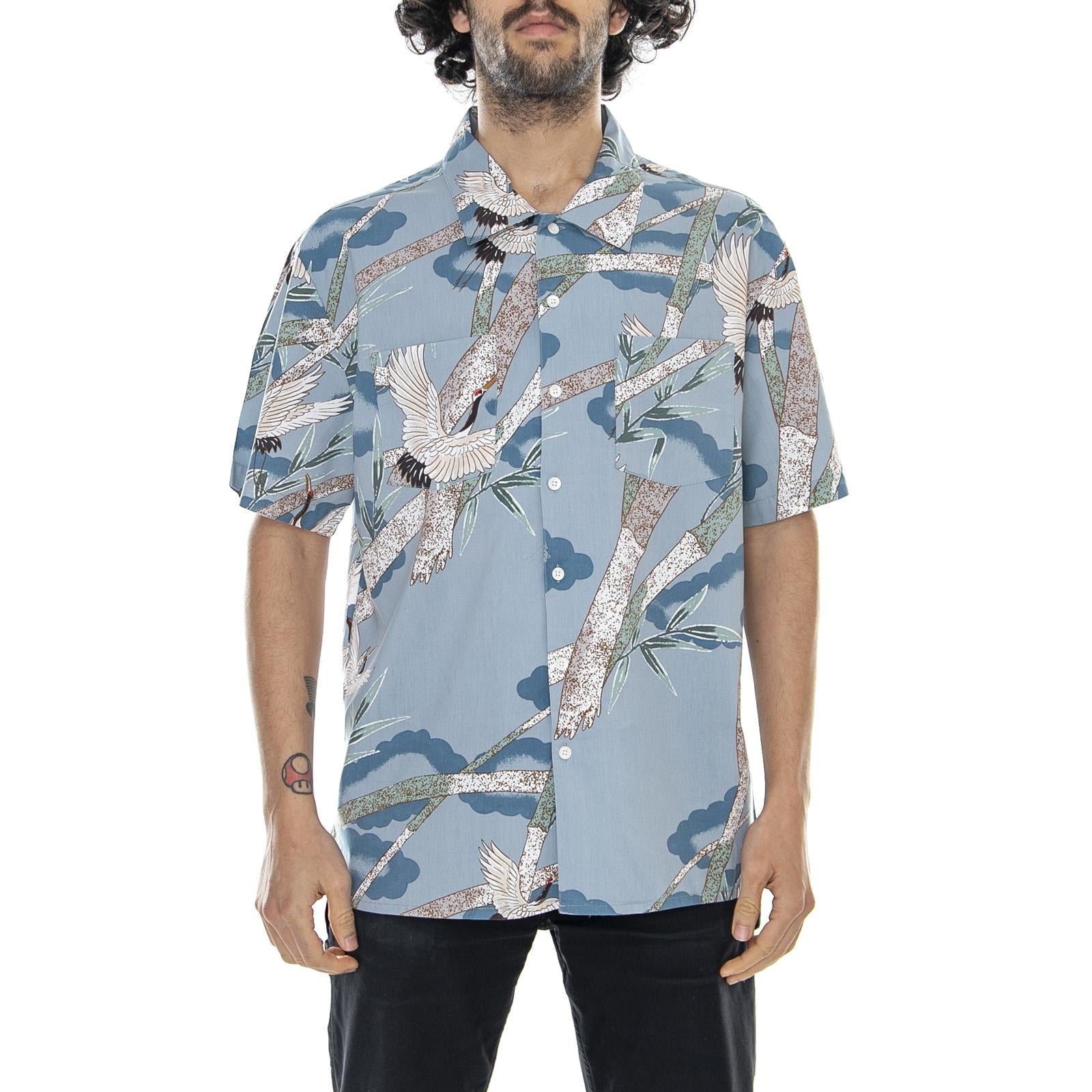 Lovitz Woven Blue/Multicolor - Camicia Maniche Corte Uomo Blu / Multicolore 01146-BLSTO . BRIXTON 