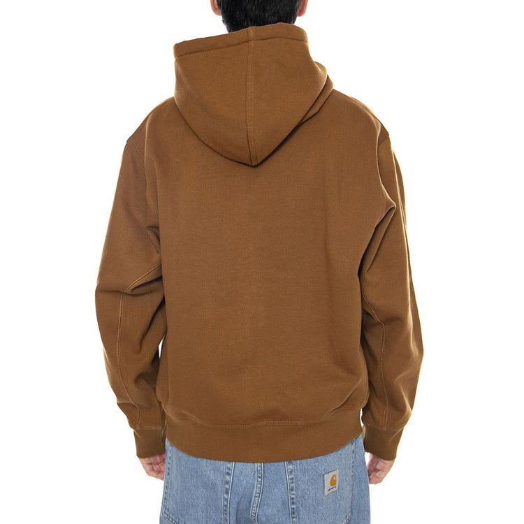 Hooded American Script Jacket Hamilton Brown - Felpa con Cappuccio Uomo Marrone I033063.HZXX  CARHARTT WIP 