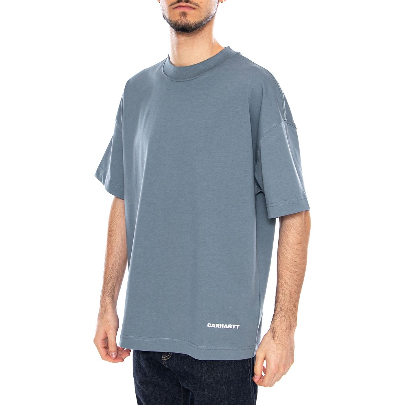 S/S Link Script T-Shirt Velvet Blue / White - Maglietta Girocollo Uomo Blu I031373 3PPXX CARHARTT WIP 