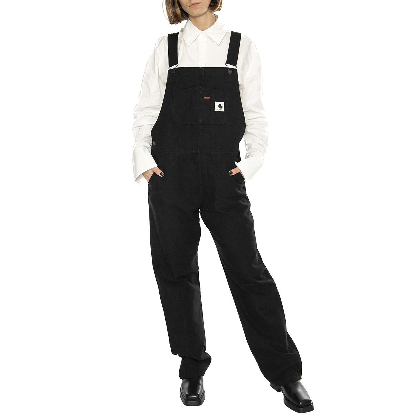 W' Bib Overall Straight Black rinsed - Salopette Donna Nera I032965.8902  CARHARTT WIP 
