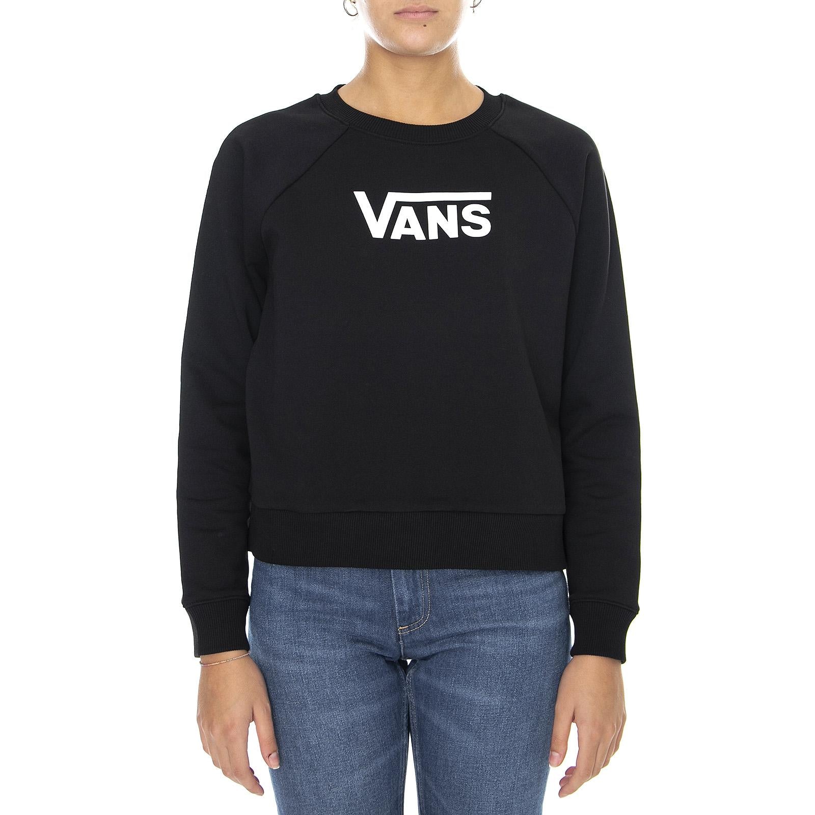 Flying V Boxy - Felpa Girocollo Donna Nera VN0A47THBLK1  VANS 