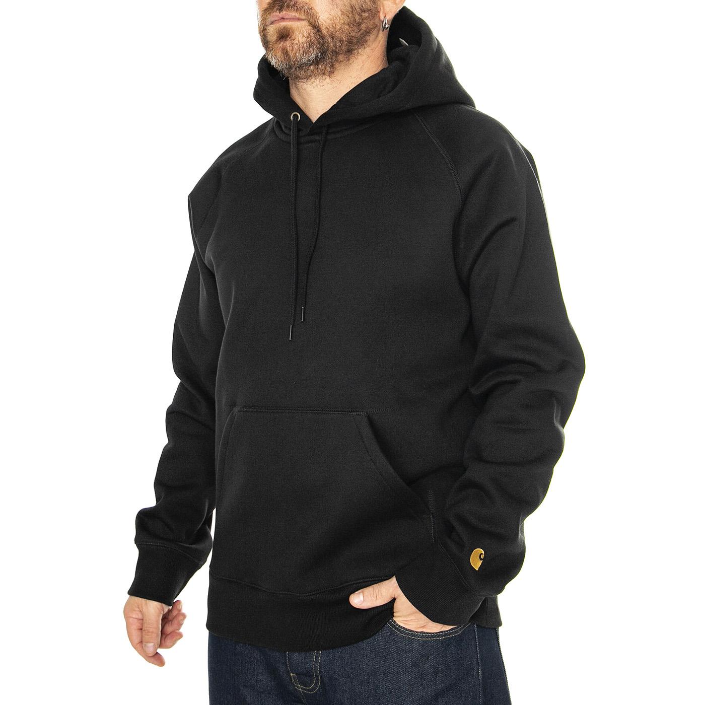 Hooded Chase Sweat Black / Gold - Felpa con Cappuccio Uomo Nera I033661.00FXX  CARHARTT WIP 