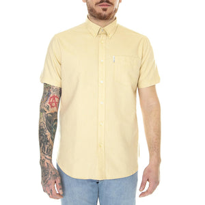 Signature Gots Organic Oxford Pale Yellow - Camicia Maniche Corte Uomo Gialla 65095-451  BEN SHERMAN 