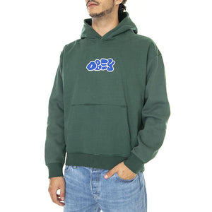 Scribbles Extra Heavy Hood Fleece Dark Cedar - Felpa con Cappuccio Uomo Verde 112470172-DCD  OBEY 