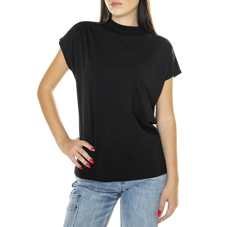 Basic Black Volta T-Shirt - Maglietta Girocollo Donna Nera WTS00225  THINKING 