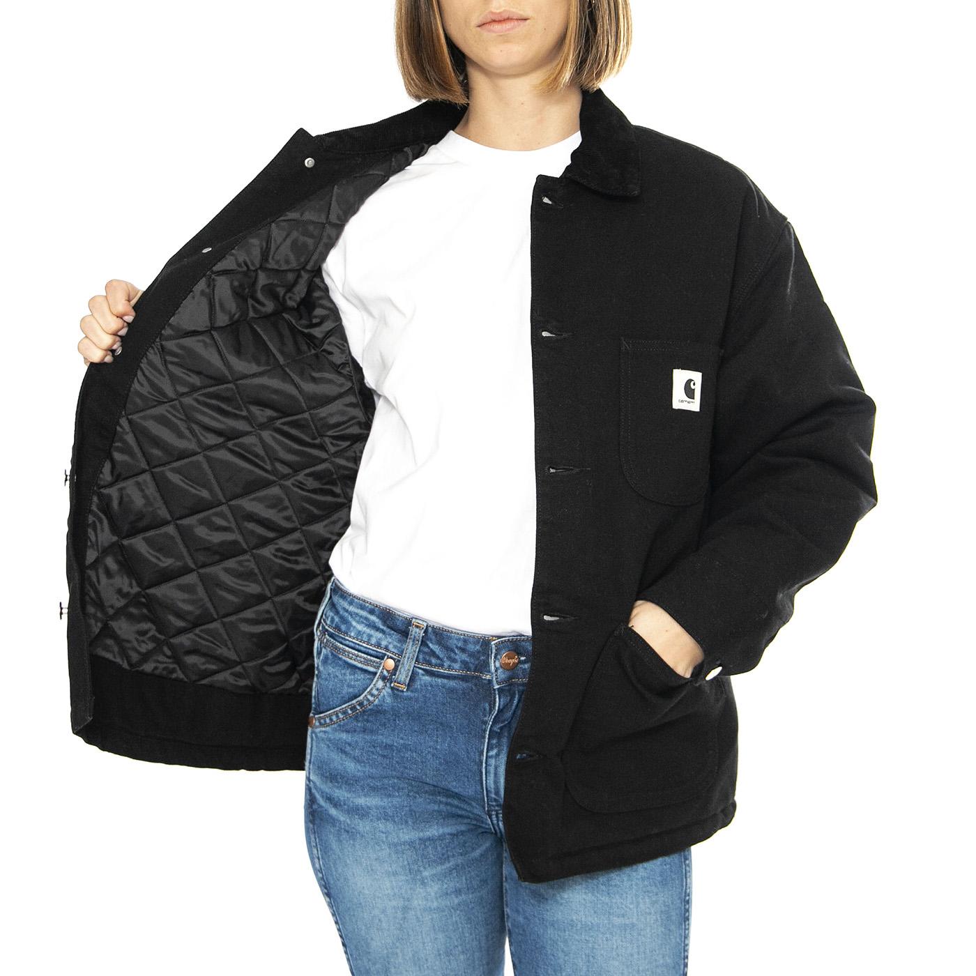 W' OG Michigan Coat Black / Black rinsed - Giacca Donna Nera I032235.00E02  CARHARTT WIP 