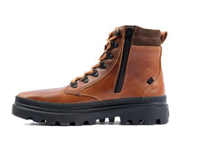 Pallatrooper Hkr Lth Beeswax Brown - Scarpe Stringate Profilo Alto Uomo Marroni PAS08895-214-M  PALLADIUM 