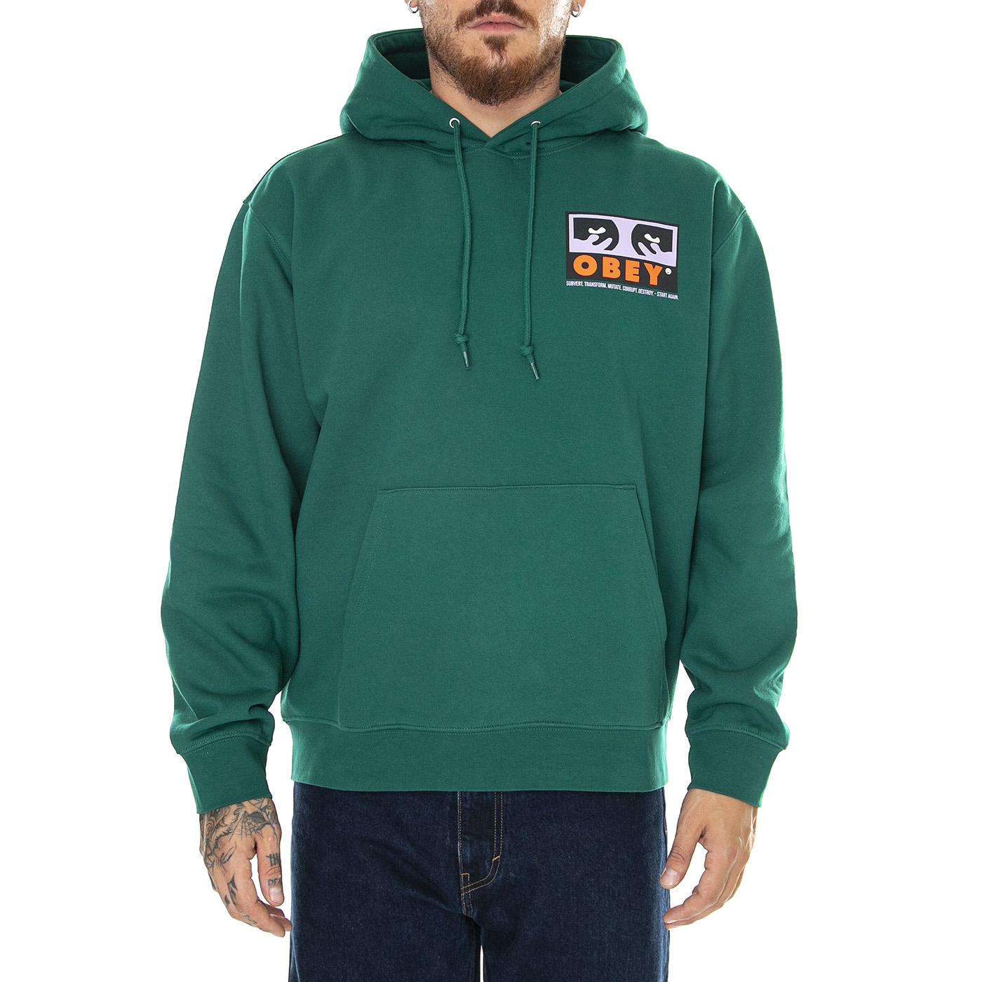 M' Obey Subvert Premium Hooded Fleece Adventure Green - Felpa con Cappuccio Uomo Verde 112843576-AVG  OBEY 
