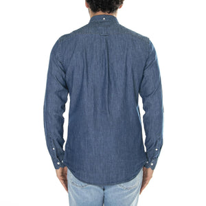 Brewer Denim LS Bd Mid Indigo - Camicia Denim Jeans Uomo Blu F4WFD054977  FARAH 