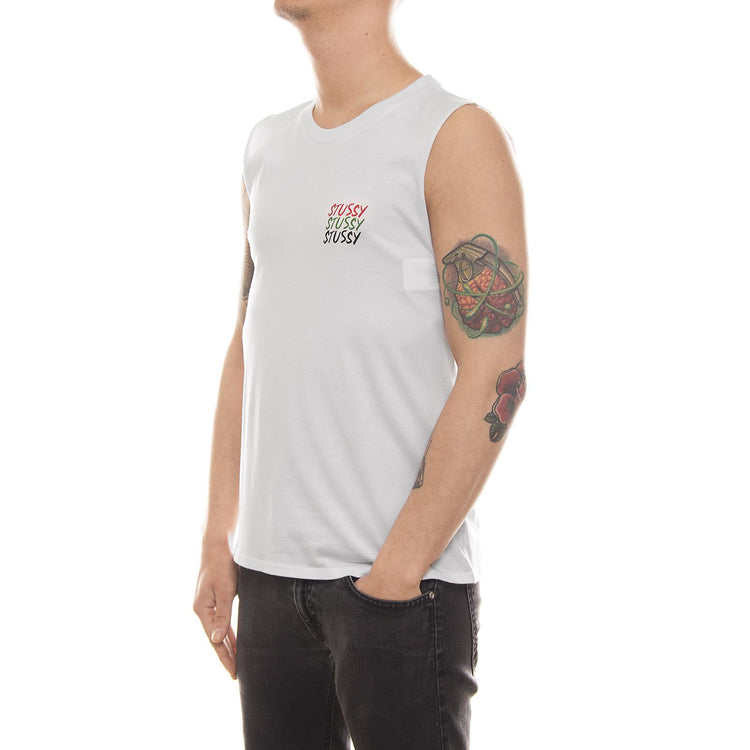 JAH BLESS MUSCLE TEE WHITE 2941355-WHITE  STUSSY 