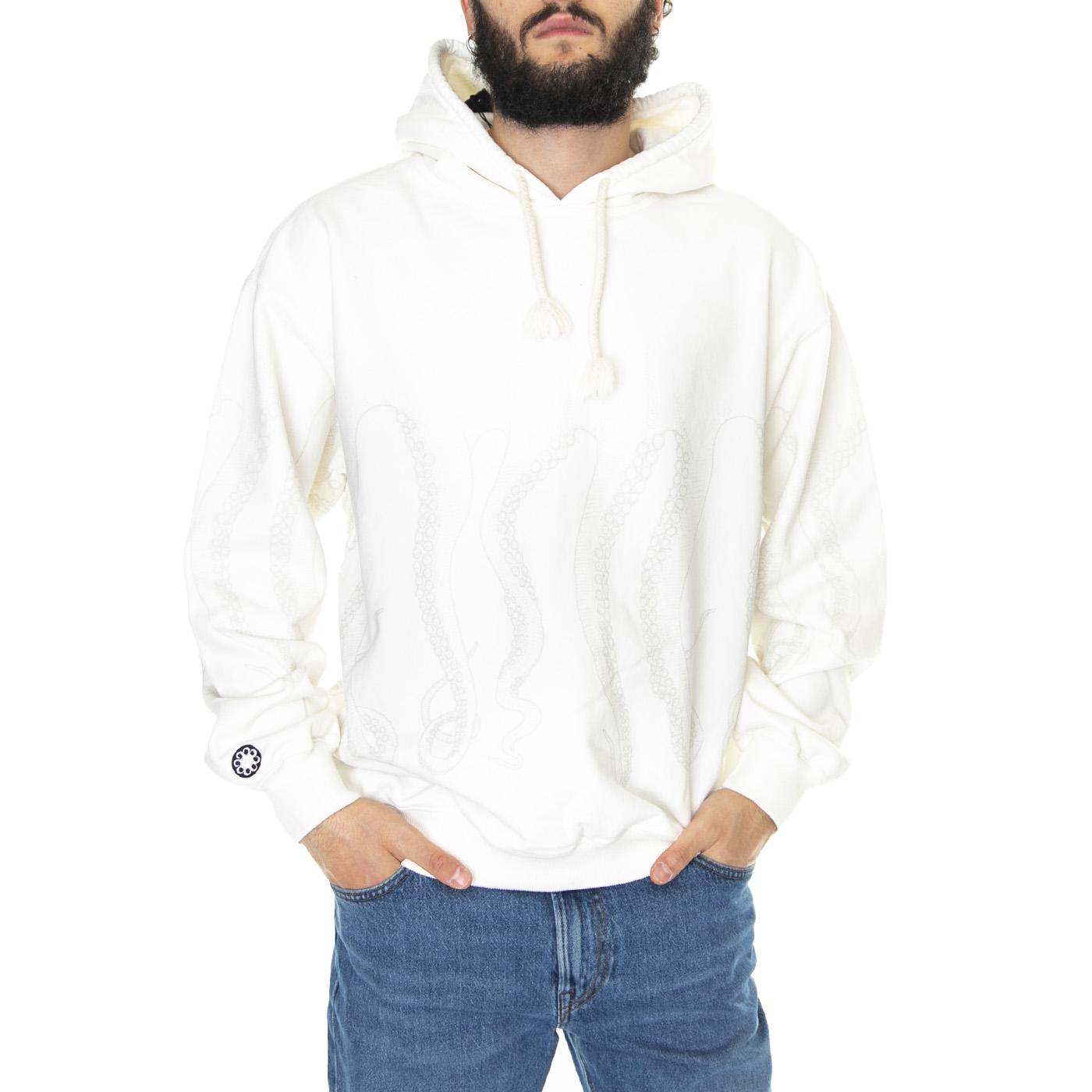 Octopus Dyed Hoodie Cream - Felpa con Cappuccio Uomo Bianca 22WOSH30-CREAM  OCTOPUS 