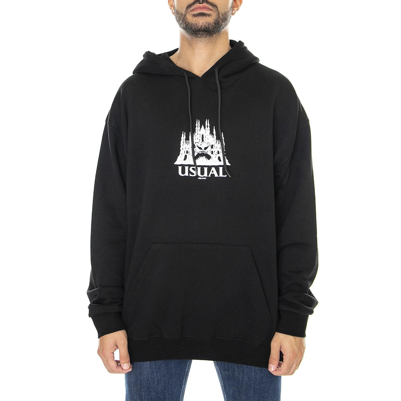 Dome Hoodie Black - Felpa con Cappuccio Uomo Nera W22H-DOME-BLK  USUAL 